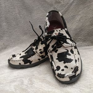 Twisted X hair on hide cowhide driving mocs